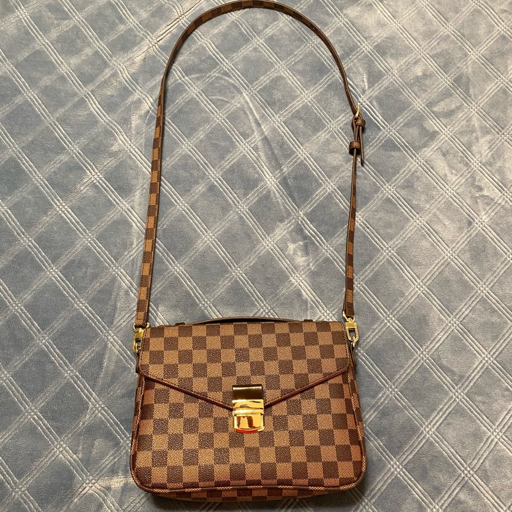 Brown Checkered Crossbody Bag